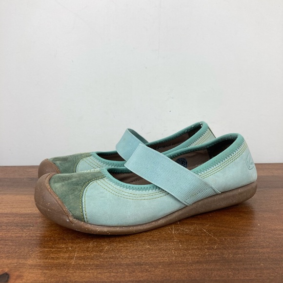 Keen Sienna Mary Janes Flats Leather Elastic Strap Shoes Green Women’s Size 6.5. - Picture 1 of 11
